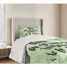 Green Leafy Branches Words Bedspread Set