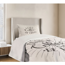 Coffee Words Grunge Effect Bedspread Set