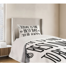 Hand-drawn Flowers Text Bedspread Set