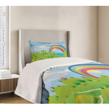Landscape with Rainbow Clouds Bedspread Set