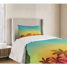 Palm Tree Tops on Island Bedspread Set