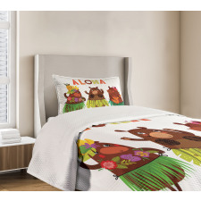 Funny Bears in Hawaii Bedspread Set