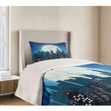 Modern Capital Moon Night Bedspread Set