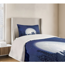 Moon Stars and City Bedspread Set