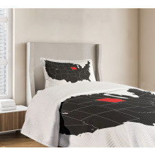 North America Map Design Bedspread Set