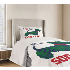 I Heart My Scottie Text Bedspread Set