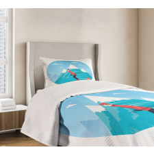 Man Skiing on a Snowy Hill Bedspread Set