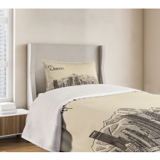 Denver City Skyline Sketch Bedspread Set