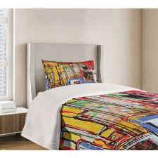 Cubist Grunge Painting Bedspread Set