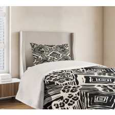 Ink Brush Style Argyle Bedspread Set