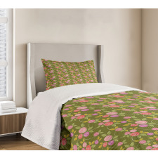 Spiral Buds Simplistic Sketch Bedspread Set