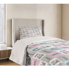 Pastel Checkered Funny Animal Bedspread Set