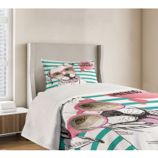 English Pitbull Sunglassess Bedspread Set