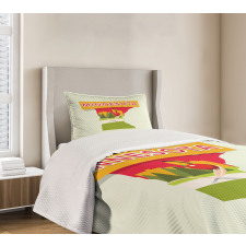 Colorful Doodle State Map Bedspread Set