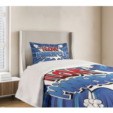 Pop Art Comic Style Love Bedspread Set