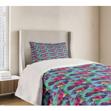 Forest Leaves on Aqua Shade Bedspread Set