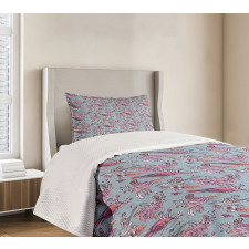 Perching Birds and Flowers Bedspread Set