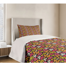 Colorful Silhouette Leaves Bedspread Set