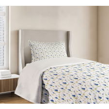 Blossoming Blue Tulips Bedspread Set