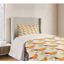 Rose Hibiscus Dahlia Bloom Bedspread Set