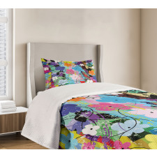 Abstract Floral Artwork Bedspread Set