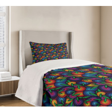 Colorful Spiral Blossoms Bedspread Set