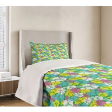 Grunge Summer Flowers Bedspread Set