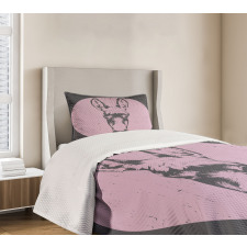 Grunge Look Animal Portrait Bedspread Set