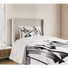 Abstract People Traveling Bedspread Set