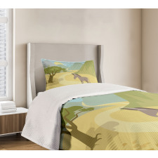 Wildlife Habitat Flat Design Bedspread Set