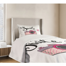 Smile Typography Romantic Bedspread Set