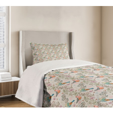 Birds and Flowering Branches Bedspread Set