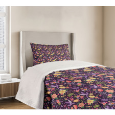 Birds and Colorful Flowers Bedspread Set