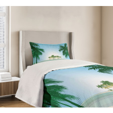 Exotic Palm Tree Beach Bedspread Set