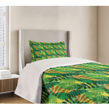 Exotic Palm Leaves Foliage Bedspread Set