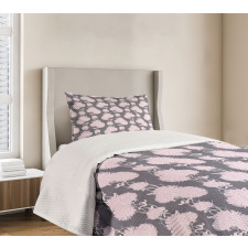 Pink Chrysanthemum Flower Bedspread Set