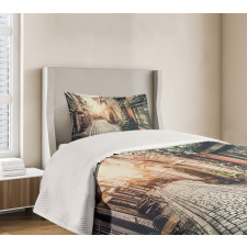 Old Town at Sunset Picture Bedspread Set