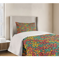 Retro Colored Doodle Bedspread Set