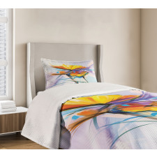 Oil Paint Art Flowers Bedspread Set