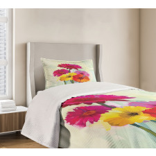 Oil Painting Flowers Bedspread Set