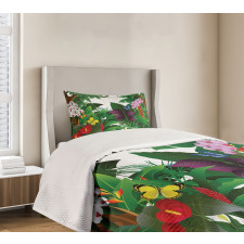 Blooming Flowers Butterflies Bedspread Set