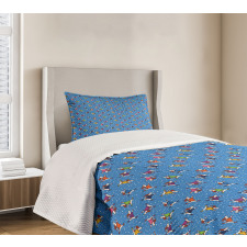 Skater Dogs in Sweaters Xmas Bedspread Set