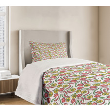 Sketch Style Peppers Pattern Bedspread Set