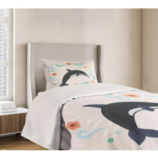 Nautical Ocean Animal Line Bedspread Set