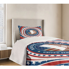 Swirled Stars and USA Bedspread Set