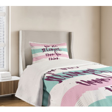 Watercolor Stripes Typography Bedspread Set