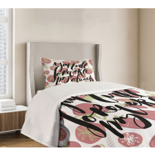 Strawberries Romantic Words Bedspread Set