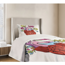 Vivid Flora Human Heart Bedspread Set