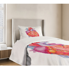 Polygon Art Human Heart Bedspread Set