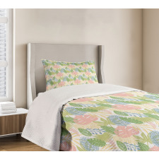 Exotic Pastel Leaves Art Bedspread Set